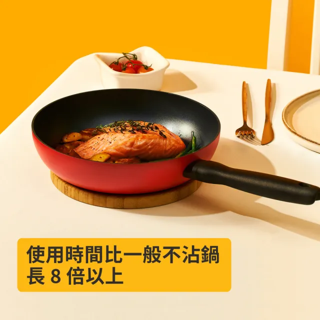 【MEYER 美亞】陶瓷不沾鍋 平底鍋20CM - 革新紅系列(IH/電磁爐適用)