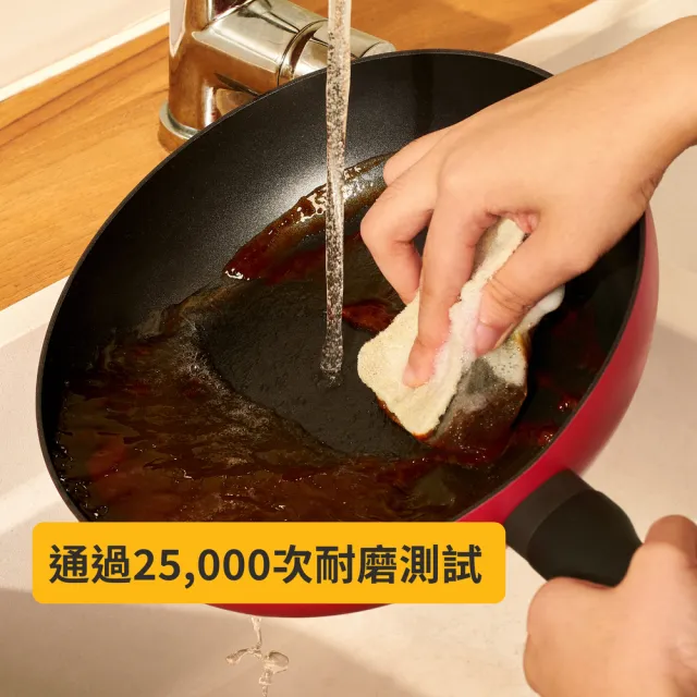 【MEYER 美亞】陶瓷不沾鍋 雙鍋組 - 革新紅系列(28cm平底鍋+26cm深炒鍋)