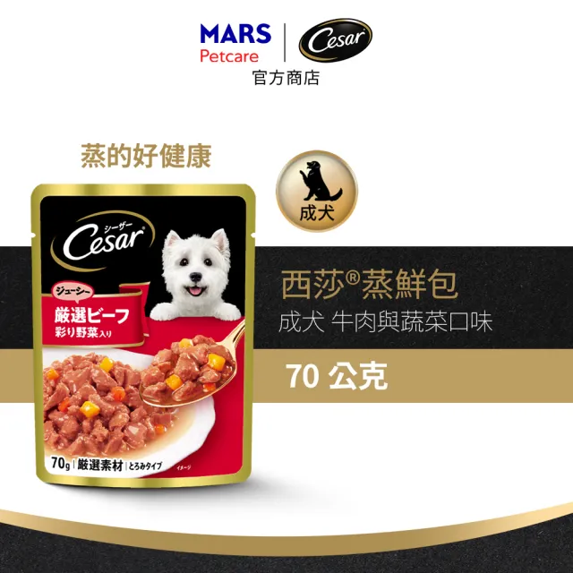 【Cesar 西莎】momo獨家組 寵物/狗罐頭/狗食 任選(餐盒*12+蒸鮮包*4)