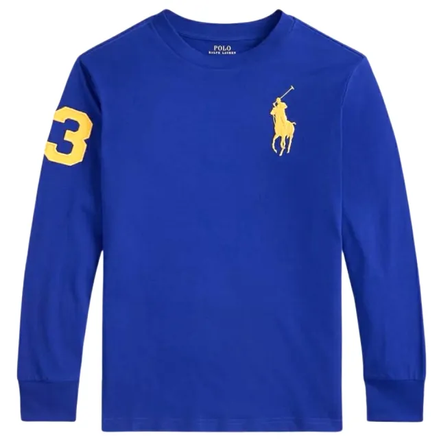 【RALPH LAUREN】青年款 大馬刺繡 薄款長T  寶藍色(POLO polo RL rl Ralph Lauren 女生可穿)