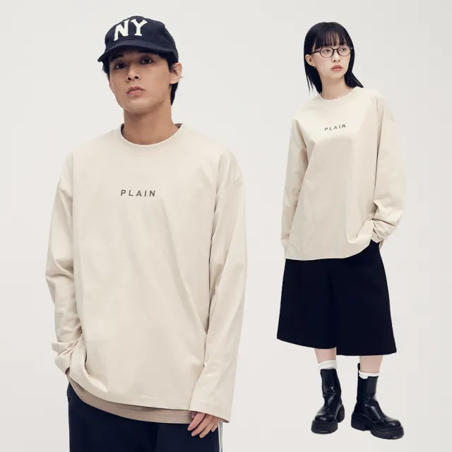 【plain-me】長袖 長TEE 上衣 大學T 素Tee PLAIN LOGO_PLN0140