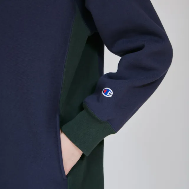【Champion】官方直營 女款-CASUAL 寬版小C刺繡拼接長袖洋裝-2色 (CW-C005 日規)