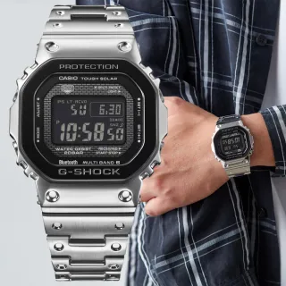 【CASIO 卡西歐】G-SHOCK 全金屬 太陽能 藍牙多功能 腕錶 618 週年慶 畢業禮物(GMW-B5000BT-1)