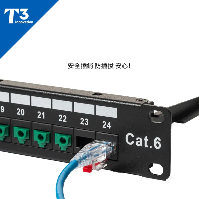 (美國T3) 網路線 20cm 防插拔  28AWG 極細超高速 CAT6 U/UTP(網路線 CAT6 UTP)