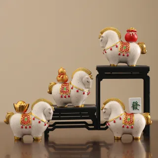 【SUNORO】馬年招財吉祥物 馬上有錢招財開運擺件 客廳玄關桌上擺設 新年家居佈置