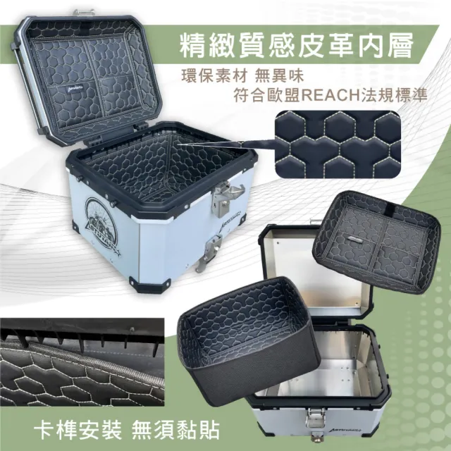 【Astutain】阿斯圖坦 45L 鋁合金車尾箱 機車後箱 機車後備箱 機車置物箱 機車行李箱 鋁箱(多色任選)