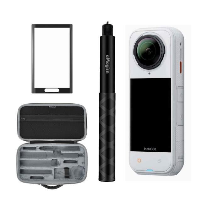 【Insta360】X5 360度8K全景運動相機 標準版 皓月白 + 專屬配件(公司貨-戶外收納組)