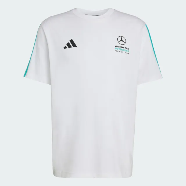 【adidas 愛迪達】MERCEDES AMG PETRONAS F1 短袖上衣(KE8162 男款短袖T恤 落肩設計 白色)