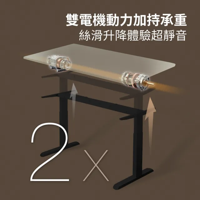 【ONE HOUSE】阿姆斯無段式電動升降桌 160x60CM｜正裝雙機馬達 靜音操控 高承重(書桌/辦公桌/工作桌)