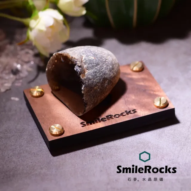【SmileRocks 石麥】石麥水晶原礦 半拋茶水晶原礦No.6251650739(SmilePad 6X9底板)
