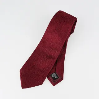 【EMPORIO ARMANI】真絲緹花寬版領帶(深紅)