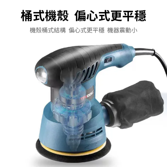 【森森機具】110V圓型砂紙機 5吋8孔 交換禮物(3種套組 6檔調速 砂光機 磨砂機 抛光機)