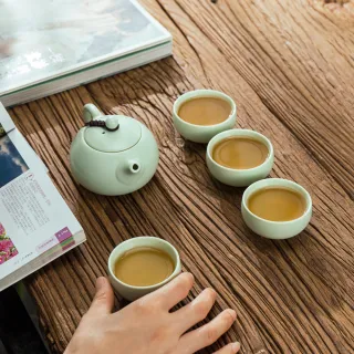 【LIFE SHOP】汝窯旅行茶具套組 / 附收納盒(泡茶杯 旅行泡茶 茶杯 泡茶馬克杯 茶器套裝組)