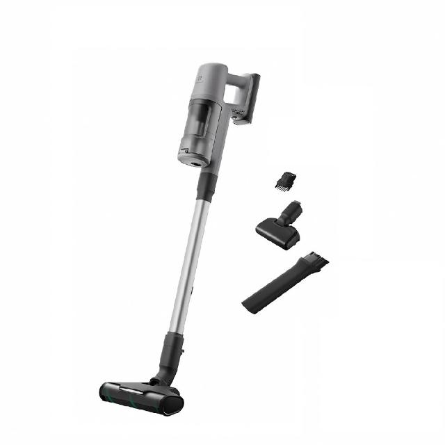 Electrolux伊萊克斯 EFP61713 無線直立式吸塵器，灰色系設計，輕巧3.95kg，容量0.5L集塵筒，支援直立式與手持式使用。電池續航高達50分鐘低速模式，配備毛刷吸頭與細縫清潔吸頭，110V電壓，充電4.5小時，2年保固，BSMI認證R33428，完美清潔家居首選！