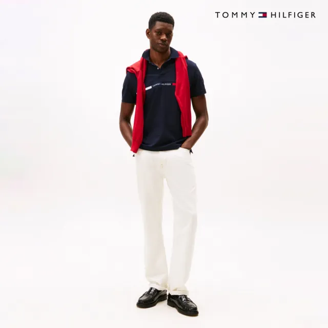 【TOMMY HILFIGER】官方旗艦館Hilfiger 胸前拼接常規版型 Polo 衫_藍色