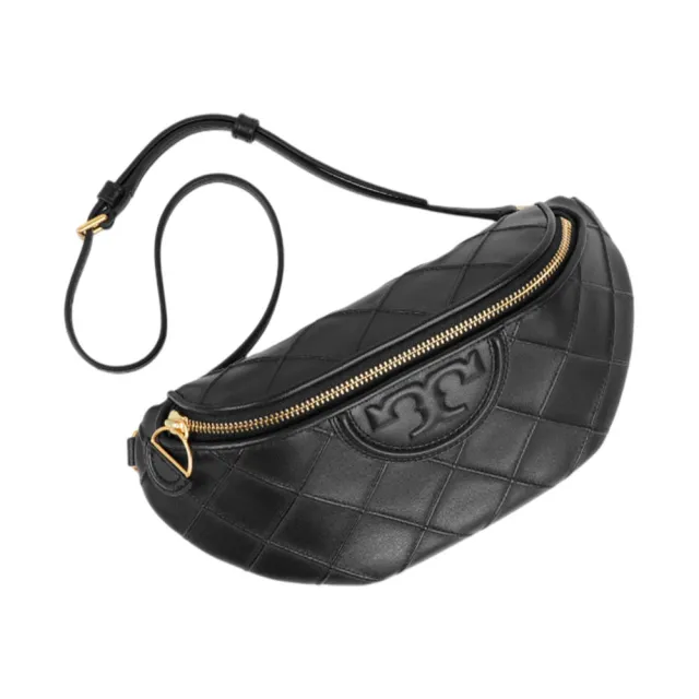 【TORY BURCH】Fleming 納帕皮革拉鍊腰包(黑色)