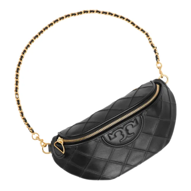 【TORY BURCH】Fleming 納帕皮革拉鍊腰包(黑色)