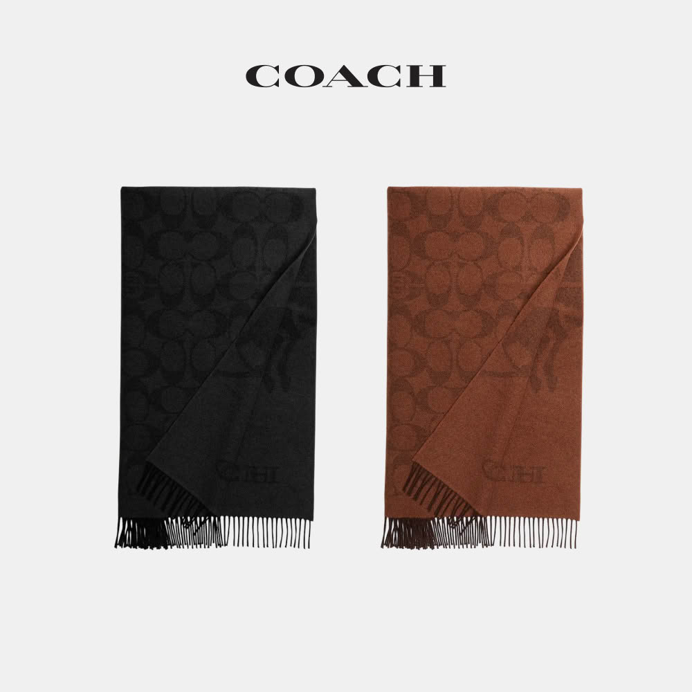 【COACH】蔻馳官方直營 COACH CLOT雙面馬車圖案大尺寸圍巾-2色任選(CDM20)