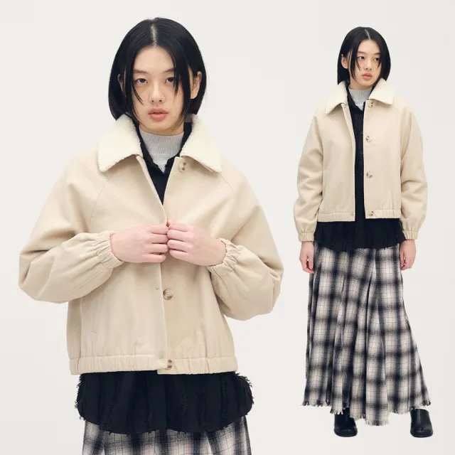 【plain-me】SAAKO 外套 女生外套 短版外套 保暖 毛呢外套 可拆領_SAA1126-252