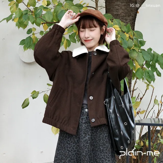 【plain-me】SAAKO 外套 女生外套 短版外套 保暖 毛呢外套 可拆領_SAA1126-252