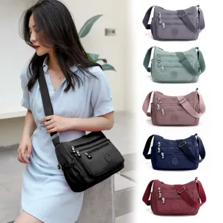 【吉豐洋行】休閒款大容量防潑水5層尼龍斜背包單肩包(防水包 最受長輩歡迎款式)