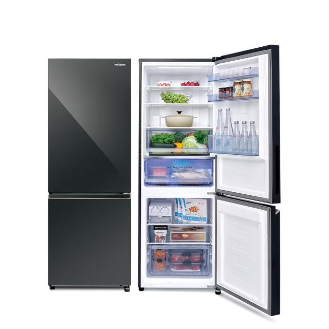 【Panasonic 國際牌】家電快配★300公升一級能效玻璃門雙門變頻冰箱-鏡面鑽石黑(NR-B301VG-X1)