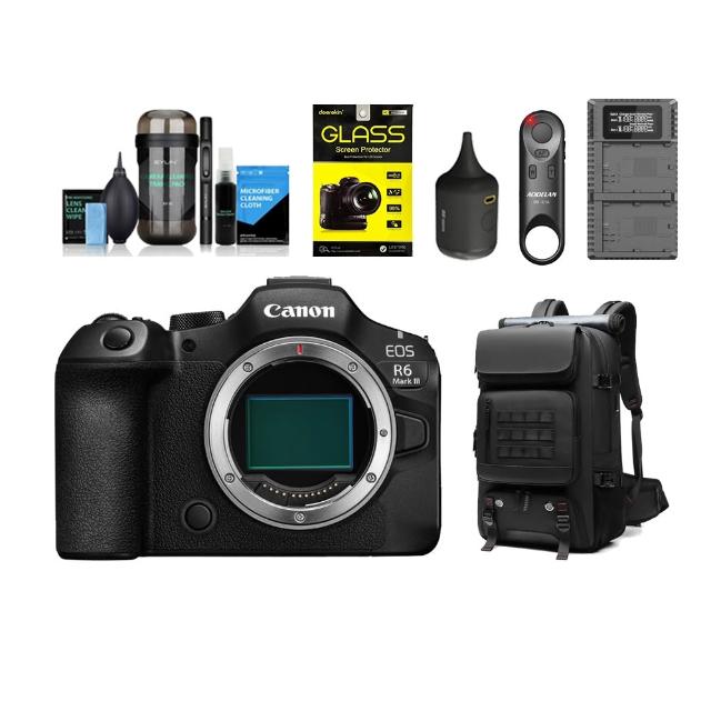 【Canon】EOS R6 Mark III R6M3單機身+藍牙遙控器+UCN2充電器+nano氣吹+EY-15清潔+7768包+鋼化貼(公司貨)