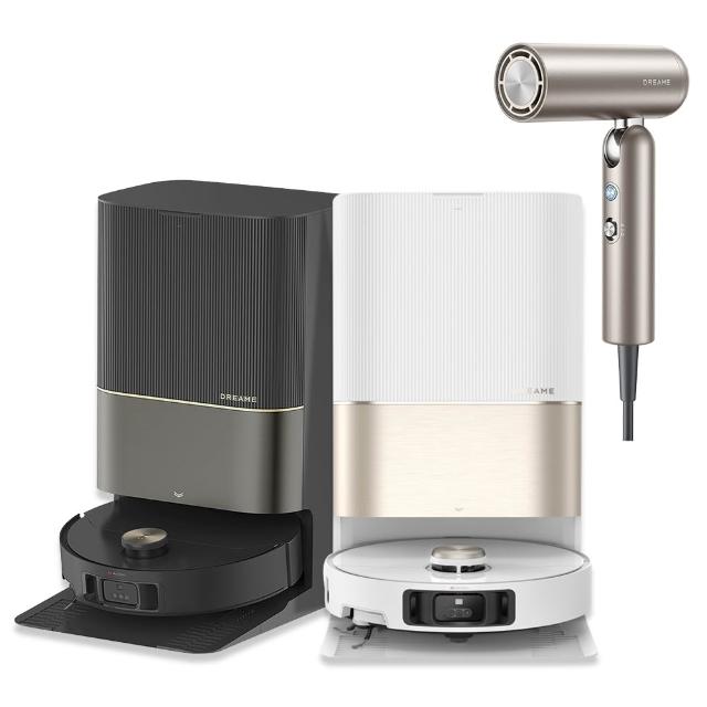 【Dreame 追覓科技】X50 Ultra 五重升降AI全能旗艦機皇+Pocket 魔術折疊高速吹風機 低壓版110V 鈦金色