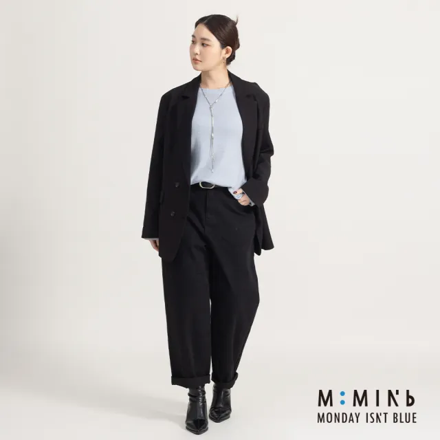 【M:MINb】挺版簡約彈性直筒褲(黑色/中大尺碼女裝/XL女裝/女裝/直筒褲/肉肉女穿搭)