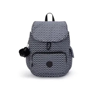 【KIPLING官方旗艦館】『猴子包』經典老花拉鍊掀蓋後背包-CITY PACK S