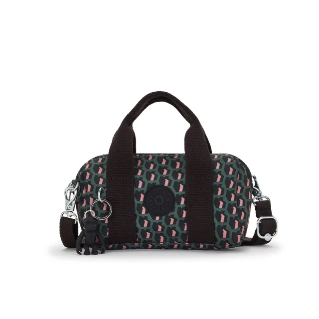 【KIPLING】立體K字母撞粉色輕巧圓筒手提肩背兩用包-BINA MINI