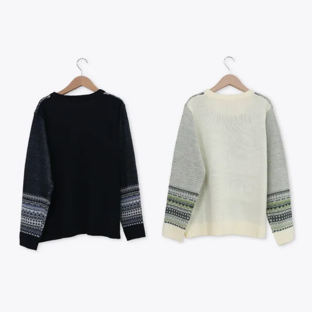 【MOSS CLUB】復古滑板兔圖騰針織上衣(藍 杏/魅力商品)