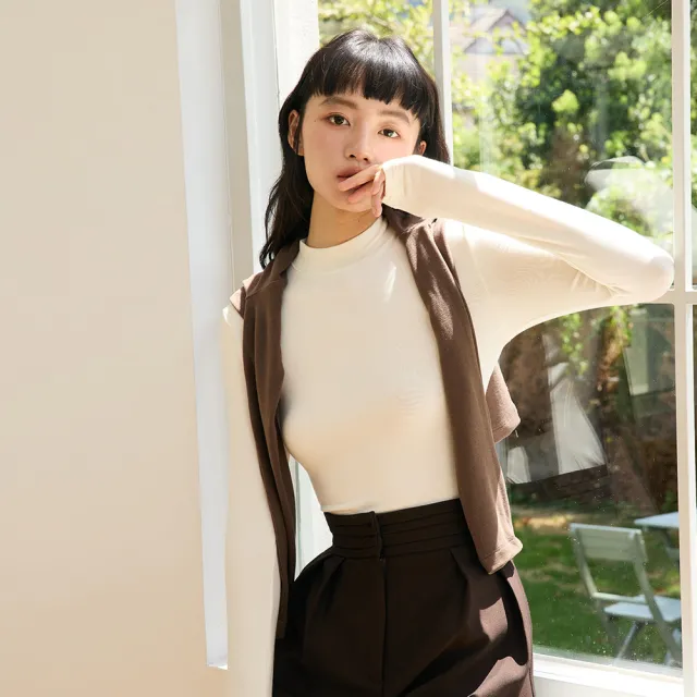 【BODYAIR】絲滑輕暖羊毛天絲小立領上衣(打底.長袖.內搭.T恤.保暖.CASUAL)