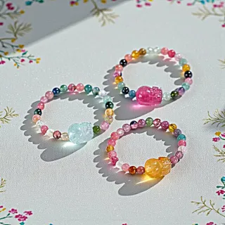 【赫本珠寶】守序之獸 · 天然碧璽貔貅串珠戒指