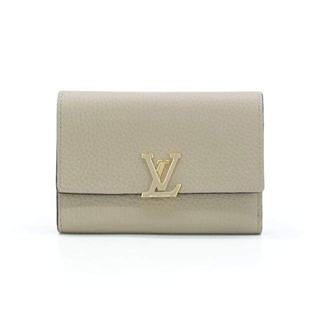 LV LOUIS VUITTON路易威登 M62159 經典 Capucines 系列 Taurillon 皮革釦式短夾