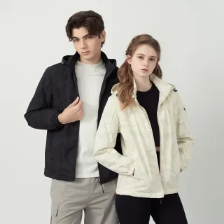 【pierre cardin 皮爾卡登】網路獨家 男女款 防潑水 印花加絨 連帽外套(多色任選)