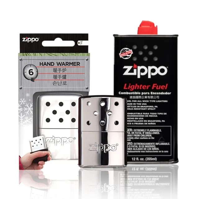 【Zippo】暖手爐 懷爐-小型銀色6小時＋355ML Zippo專用油(暖手爐 懷爐)