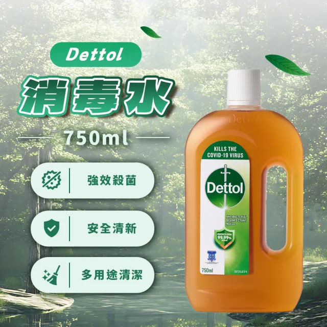 【Dettol 滴露】消毒藥水 750mlx3入(居家清潔/醫療/強效殺菌/除？除蟲/家居消毒/衣物除菌/滴露消毒水)