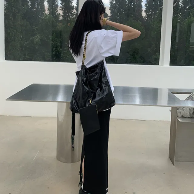 【EMMA SUE】雙11 鏈條包大容量 包包女 菱格包包 手提包 包包女 托特包 軟皮包包 包包 腋下包 鏈