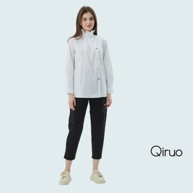 【Qiruo 奇若名品】厚磅棉質黑色九分老爺褲7217C 