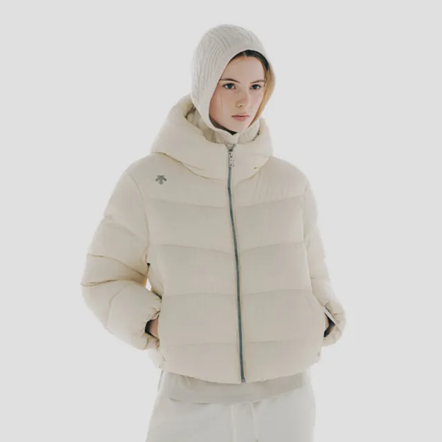【DESCENTE】外套 女 羽絨外套 WOMENS CRINKLE SHORT PUFFER DOWN 米白 SQ422SDJO4-CRM0