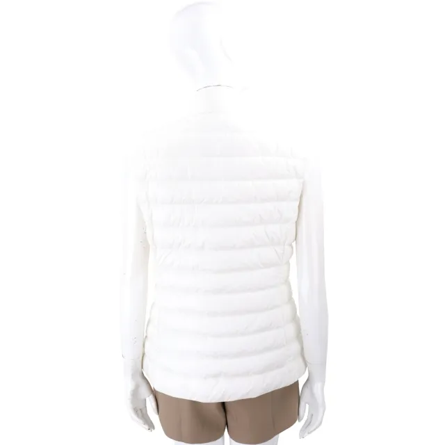 【MONCLER】Lgens 品牌徽章絎縫設計白色立領羽絨背心 - 女款(羽絨背心 法國頂級羽絨)