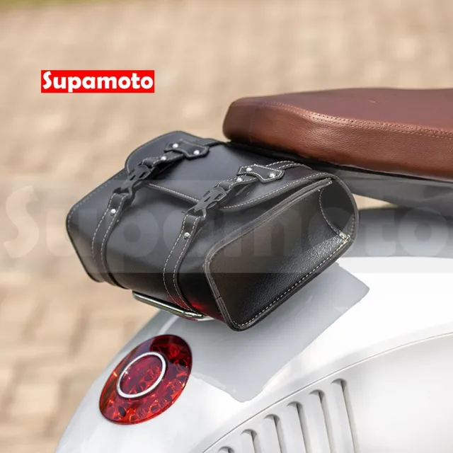 【Supamoto】MG85―雙皮帶扁圓包 (皮革圓筒包/車頭包/復古檔車改裝/側包/側箱/車尾包/加掛包包)