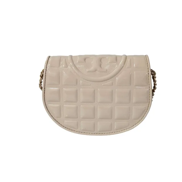 【TORY BURCH】專櫃款Mini Fleming 漆皮立體方格斜背包 迷你款小廢包!不能裝手機