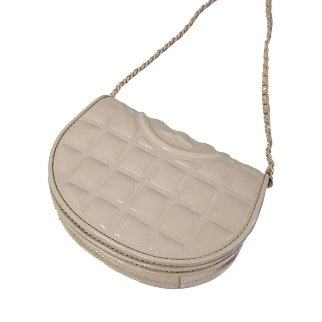 【TORY BURCH】專櫃款Mini Fleming 漆皮立體方格斜背包 迷你款小廢包!不能裝手機