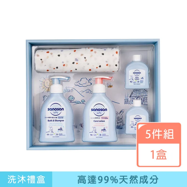 【sanosan】珊諾baby remind嬰兒包巾洗沐禮盒(彌月禮盒)