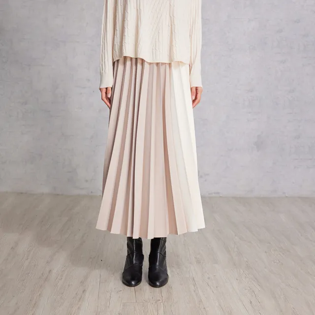 【giordano ladies】25FW 撞色百褶裙(02465526)