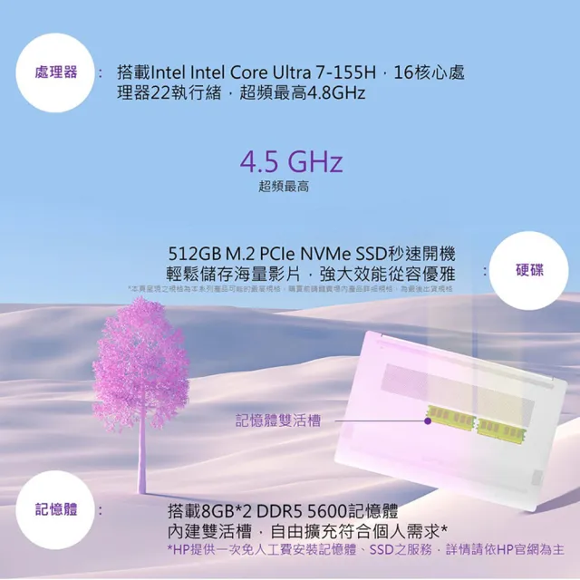 【HP 惠普】15吋 Ultra 7-155H 輕薄效能 AI筆電(超品 15-fd1149TU/16G/512G SSD/W11)