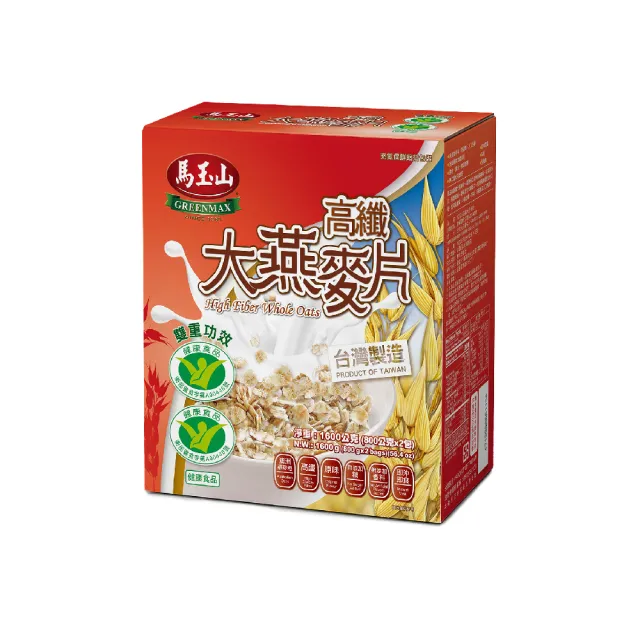 【馬玉山】高纖大燕麥片-雙重功效(800gx2入/盒)