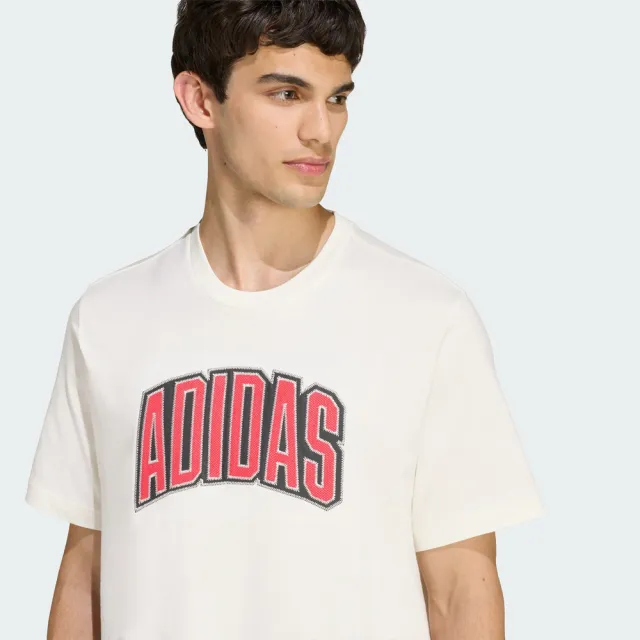 【adidas 愛迪達】M Stad Colleg T 男 T恤 運動上衣 休閒短袖 米 紅 亞版(KB4928)